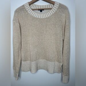 J Crew Wheat Cotton Linen Sweater Size S Boxy